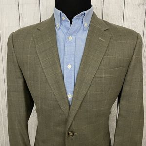 Jos. A. Bank 42R Greenish Brown Tussah Silk & Wool 2-Button Sports Coat